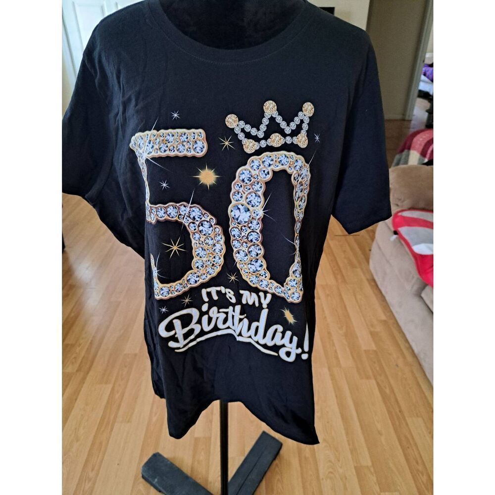 New 2XL 50 Its My Birthday Cotton Short Sleeve Crew Neck Pullover Tshirt Shirt